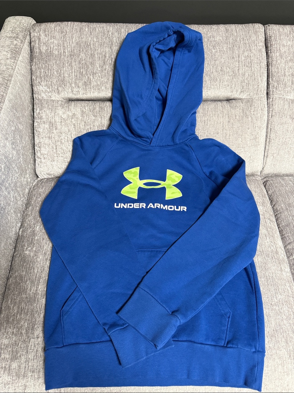 Under Armour Boys' Royal Blue Hoodie with Neon Green Logo